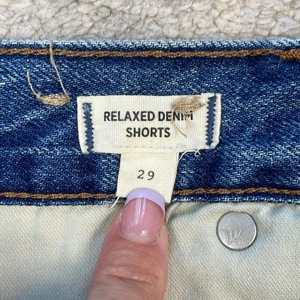 Madewell Relaxed Denim Shorts Button Fly Cut Off Cheeky Split Hem Sz 29